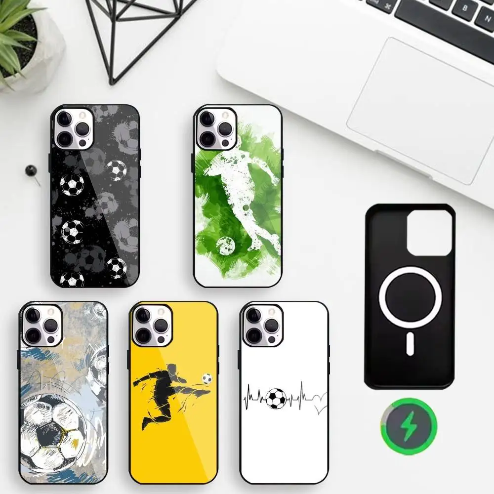 

Football element lines Phone Case For iPhone17,16,15,14,13,12,11 Max Black Wireless Charging Protecitve Cover