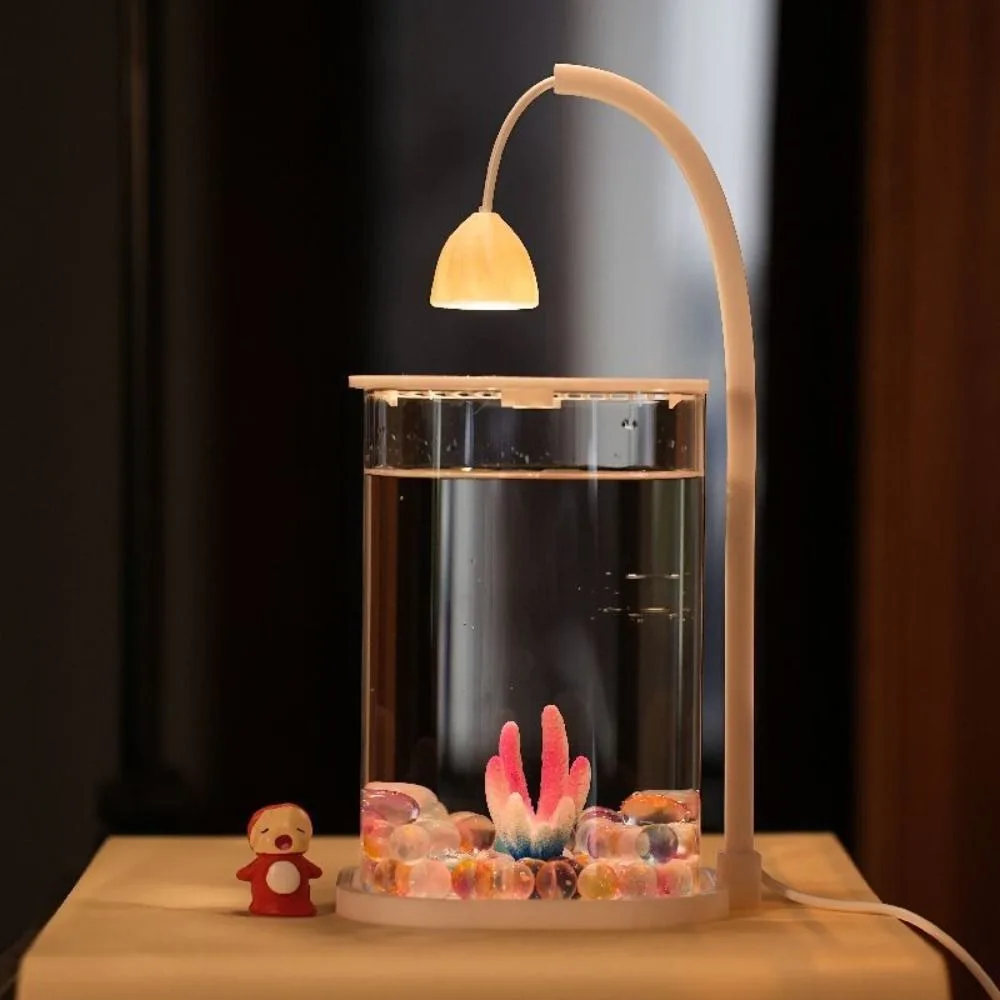Aquarium Setup High Transparency Acrylic Landscape Fish Tank Shatterproof LED Light Goldfish Tank with Lid Fishbowl for