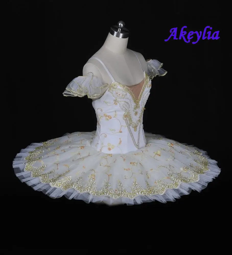 Girls Paquita Classical Platter Tutu White and Gold Wedding Scene Professional Ballerina Costume The nutcracker for women