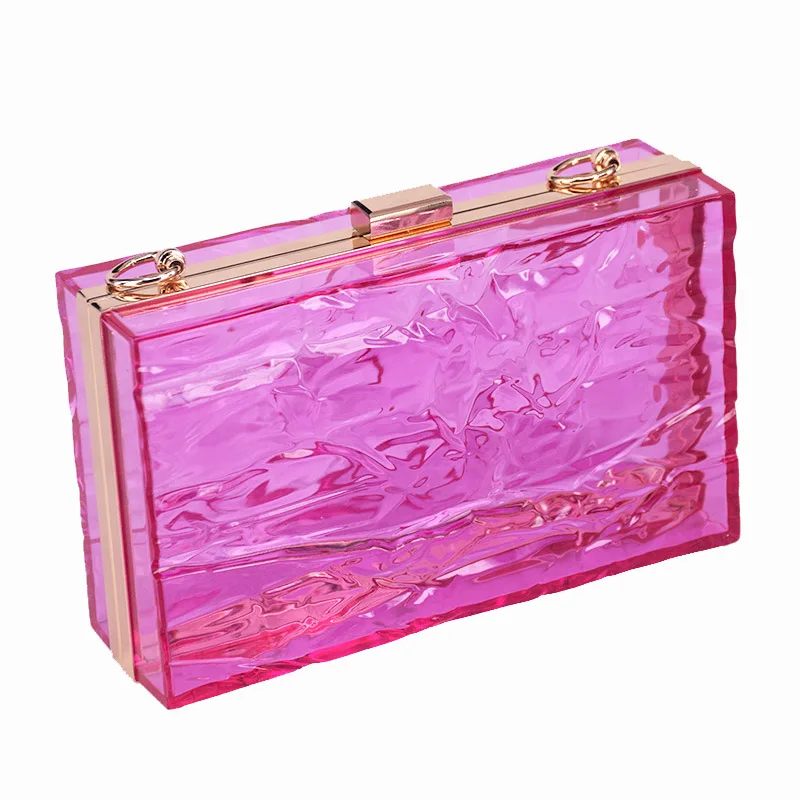 Transparent Acrylic Bag for Women, Small Square Bag, Fashionable Dinner Party, Hand-held Bag, Chain Strap, Square Bag