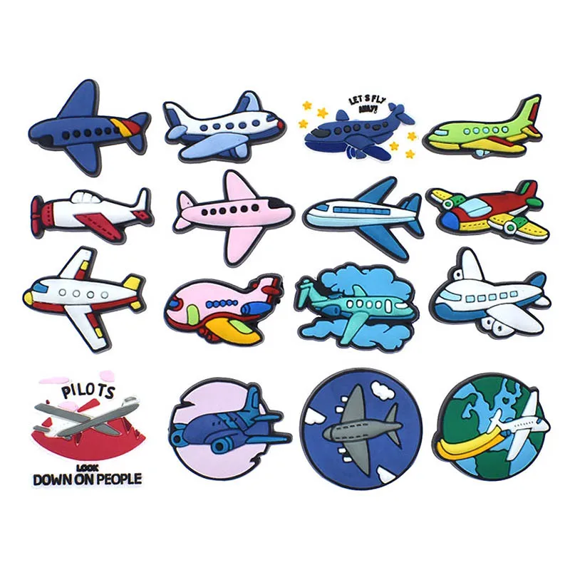 1pcs Airplane Sixteen Style Shoe Charms Accessories Snacks Shoe Decorations Pins for Shoe Woman Kids Cute Jeans