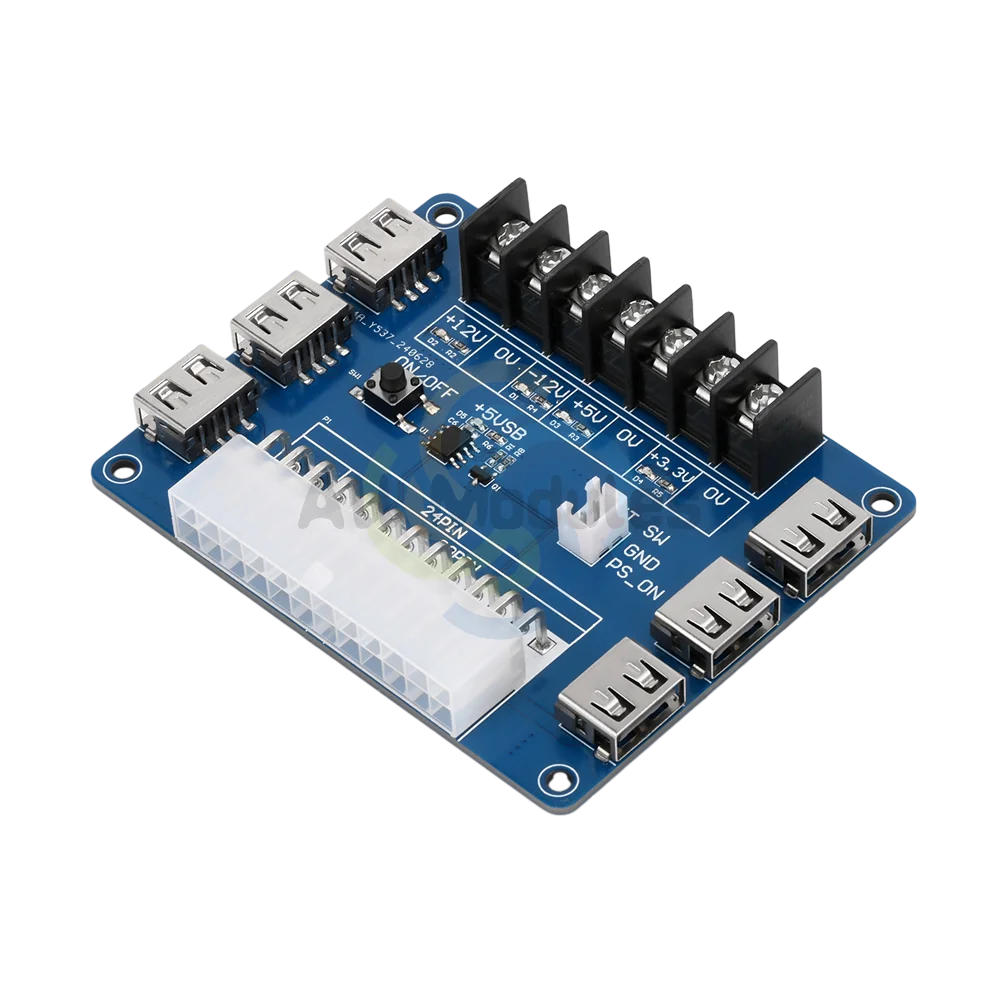 24 Pins ATX Power Supply Breakout Board USB Charging Desktop Chassis Power Adapter Board USB Charging Desktop Chassis Power Lead