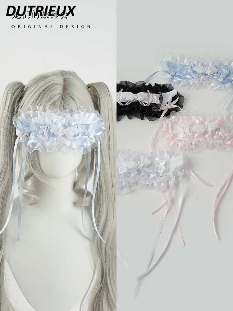 Water Color Mine Series Hair Accessories Original Design Sweet Girls Eye Mask Barrettes Integral Clip Bow Ribbon Hairpin