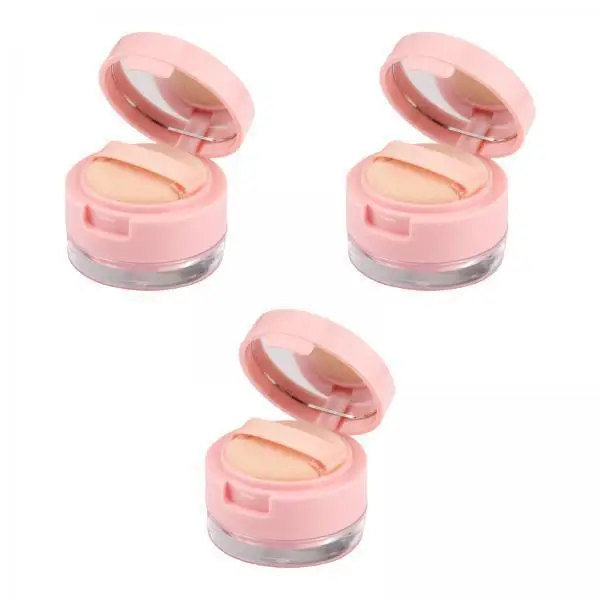 Empty Makeup Powder Holder Storage Bottle Jar DIY Compact ABS Container with Puff for Travel Solutions