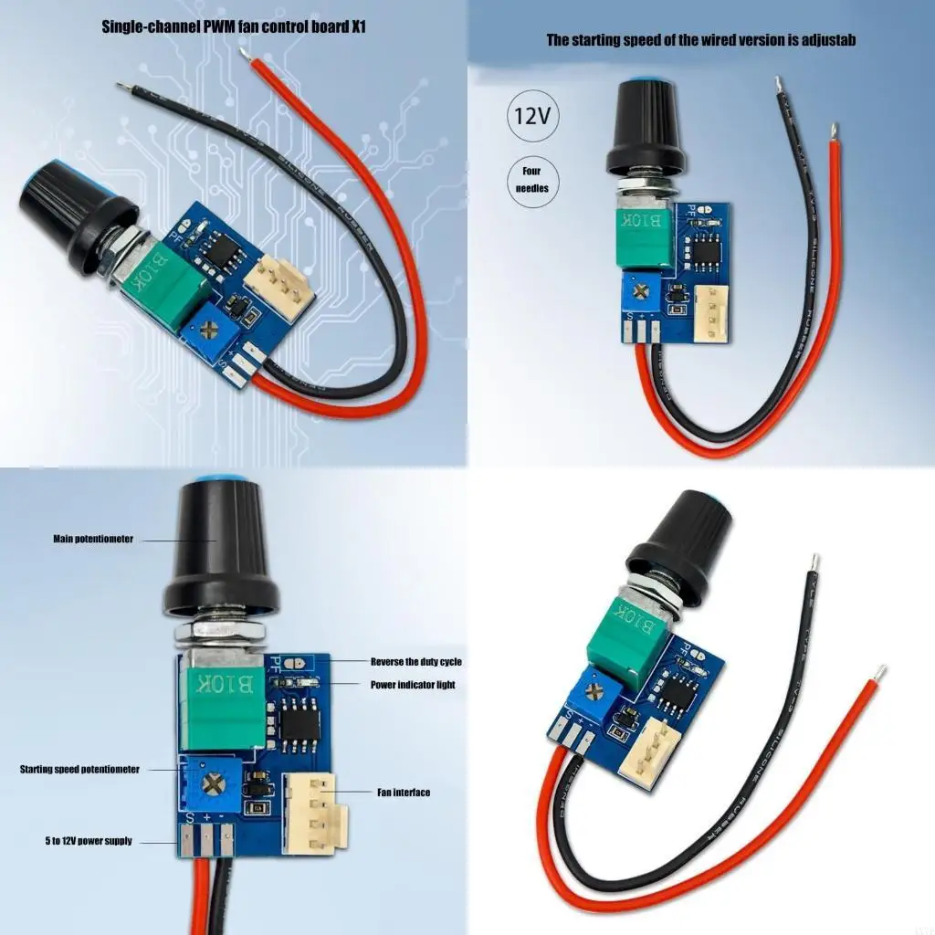 

4X7E Silents Operation 12V PWM Cooling Module Switches Enableds Fan Controllers For Electronics Maintenance