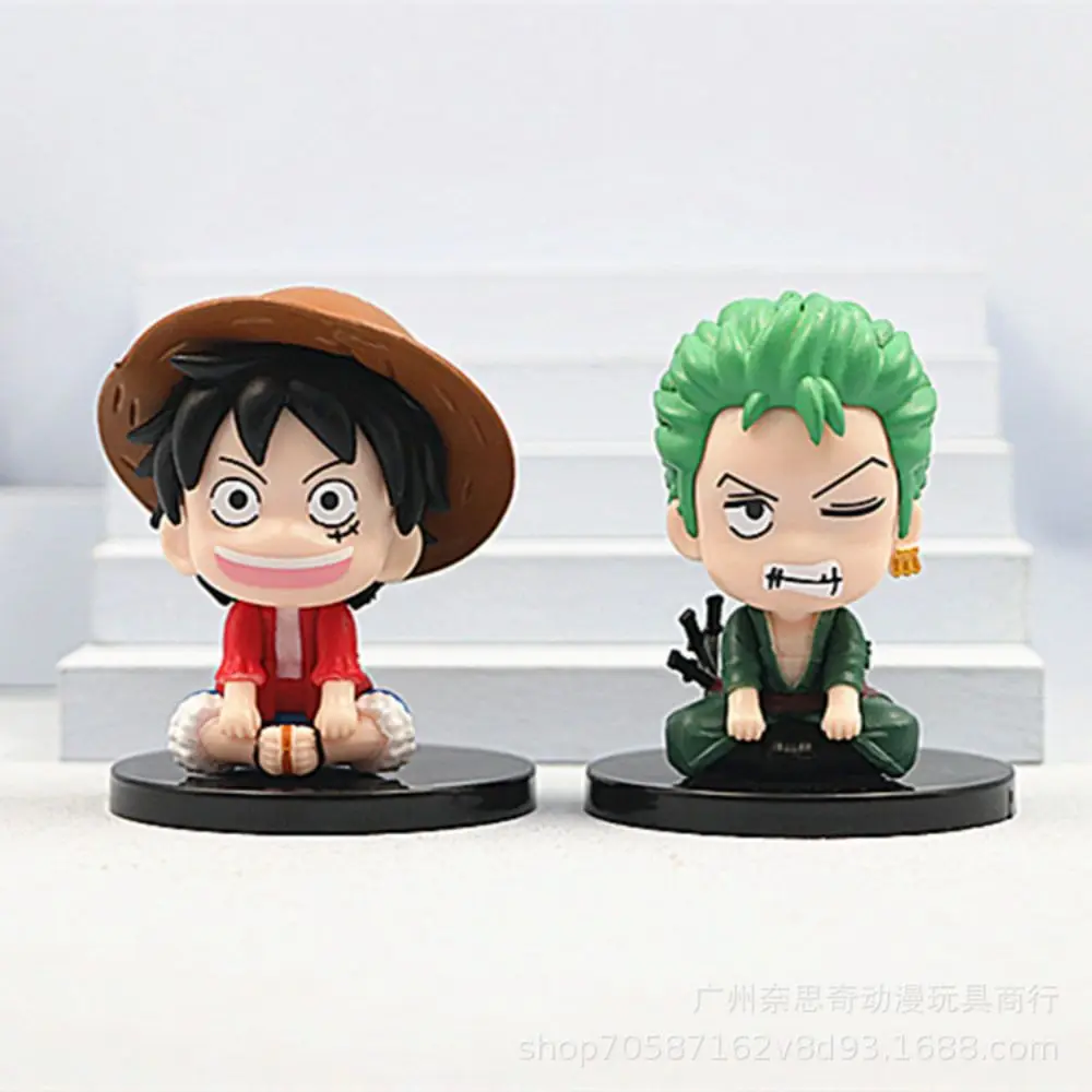 Figura de Anime de una pieza, Monkey D Luffy, Roronoa Zoro, juguetes Kawaii Q, decoración de coche, modelo de PVC, regalo, adornos para el hogar, 7cm