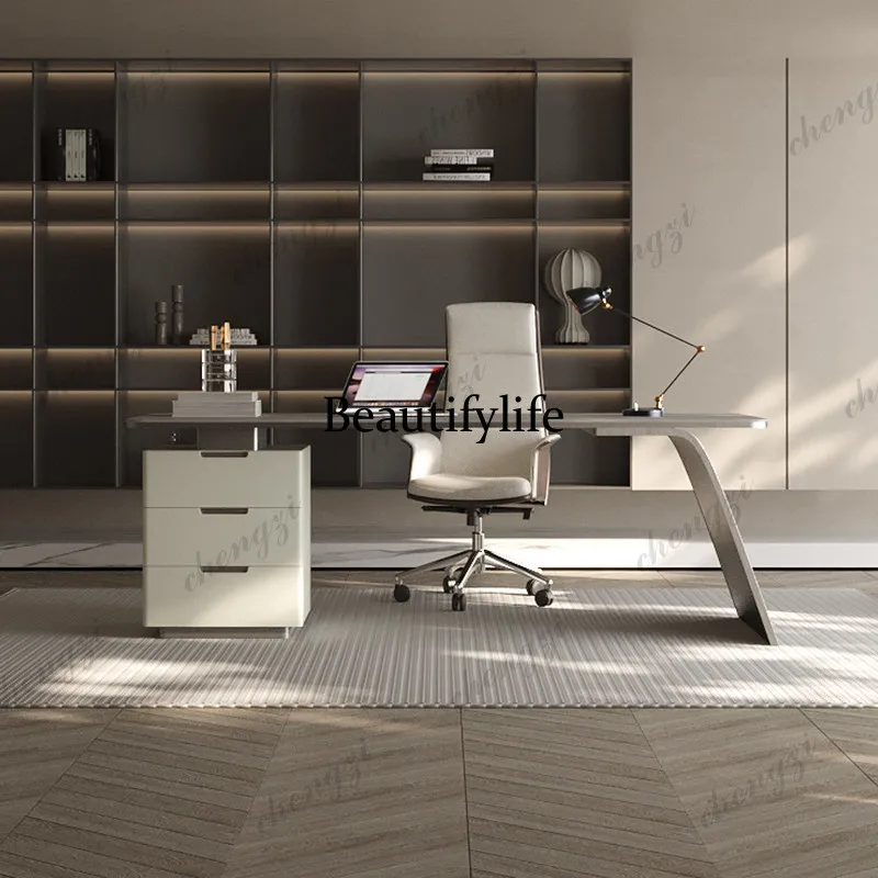 YL Italian Luxury Sintered Stone Computer Desks Modern Simple Study Bedroom Office Desk High End Writing Desk Office Furniture