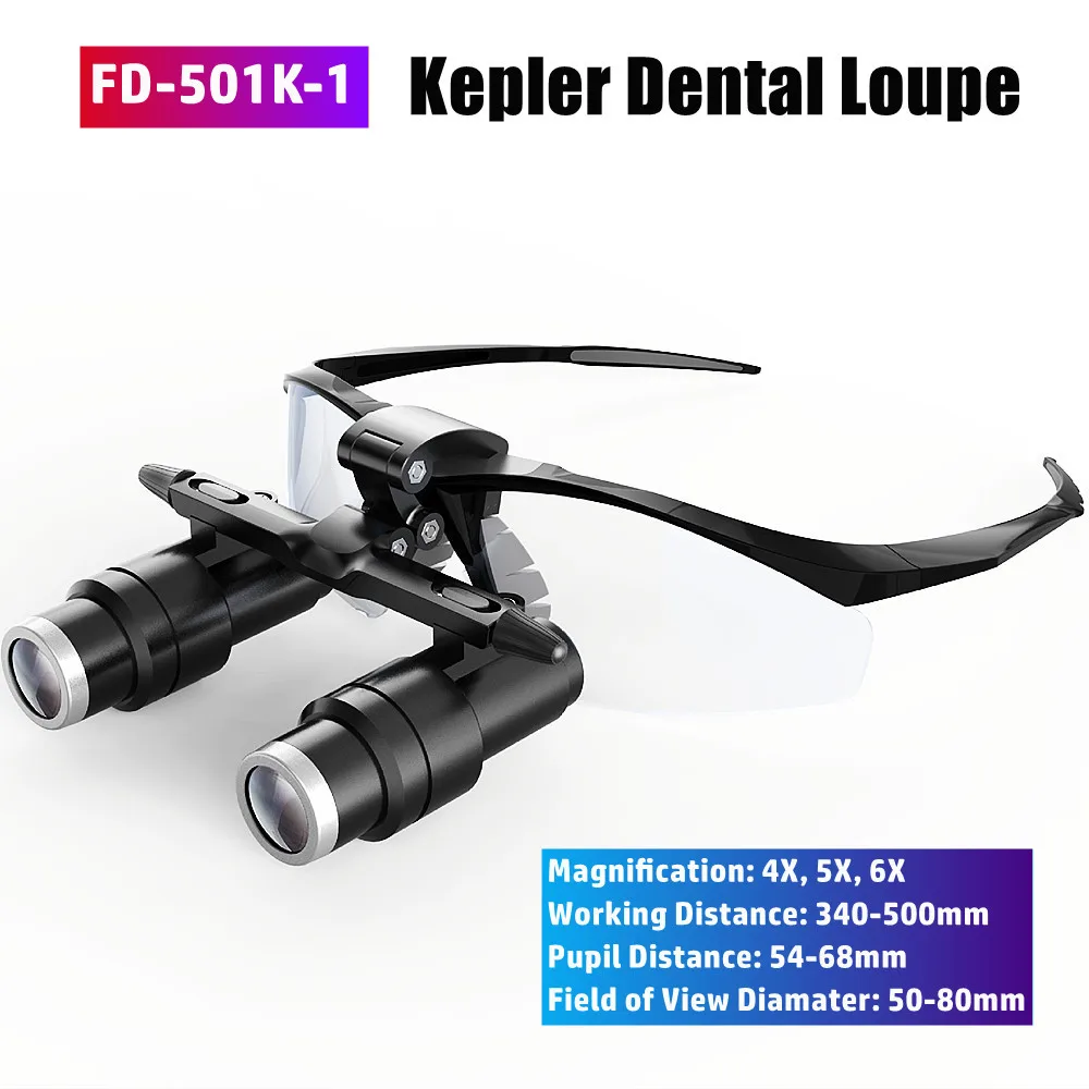 Lupa Dental Binocular de Alta Potência tipo Kepler Frame Lupas Operação Médica Cirurgia Estética Fd501k 4x 5x 6x