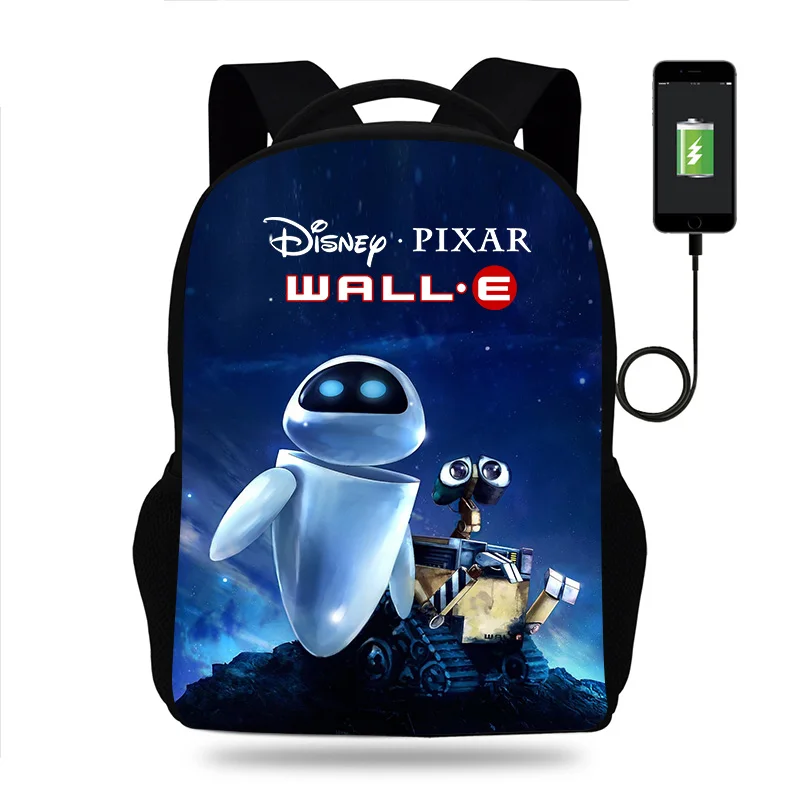 

Disney Wall-E Robot Backpack Boys Girls School Bag Teenager Book Bags Men Women Rucksack USB Travel Knapsack Mochila