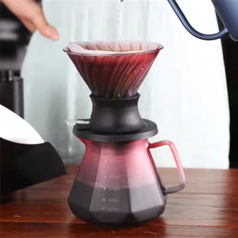 مجموعة صانعة القهوة الزائدة من BAAO-Pour مصنوعة يدويًا من زجاج البورسليكات المنقط عالي الجودة