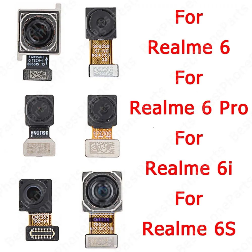 Moduł kamery przedniej i tylnej do Realme 6 Pro 6i 6Pro 6S widok z tyłu Selfie duży aparat zamiennik kabla Flex części zamiennych