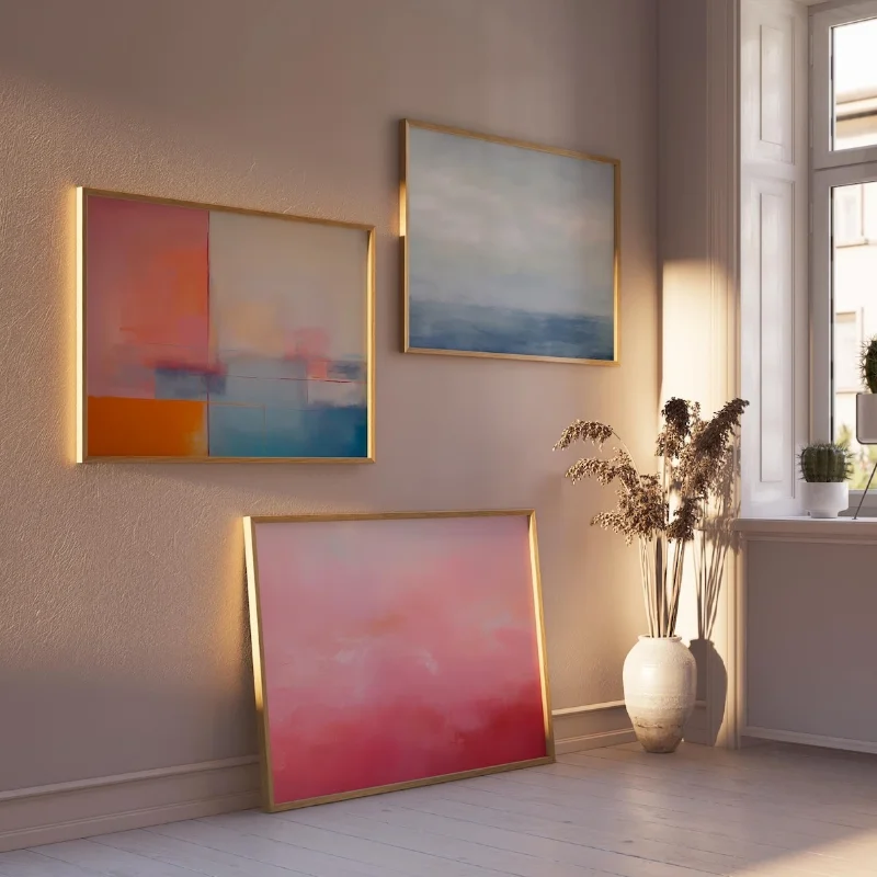 Morandi Gradient Abstract Canvas Painting, Gentle Color Scheme, Minimalist Living Room/bedroom Background Wall Decoration