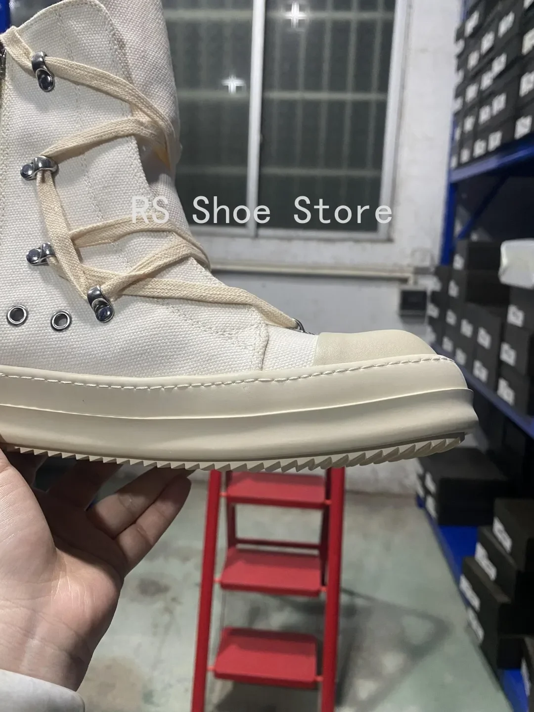 Ro الكلاسيكية مصمم رو البيج قماش التمهيد عالية أعلى حذاء الرجال حذاء كاجوال فاخر البريدي النساء حذاء رياضة سميكة وحيد حذاء من الجلد