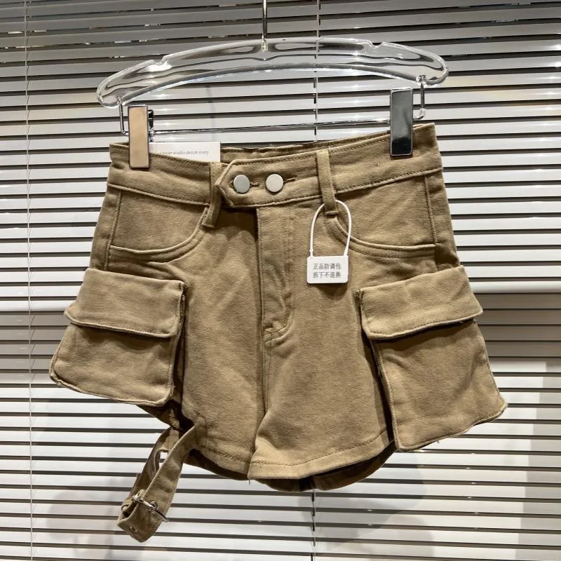 baby girls denim shorts vintage retro summer 2026 solid color elastic high waist pocket jeans shorts kids clothes 3 to 16 years