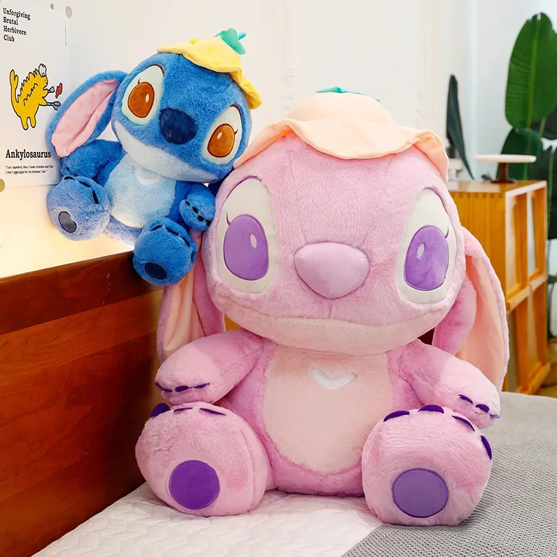 30/80cm Disney Lilo and Stitch Plush Toys Lotus Leaf Anime Plushie Stich Dolls Kawaii Hat Pillow Stuffed Gift Kids Christmas