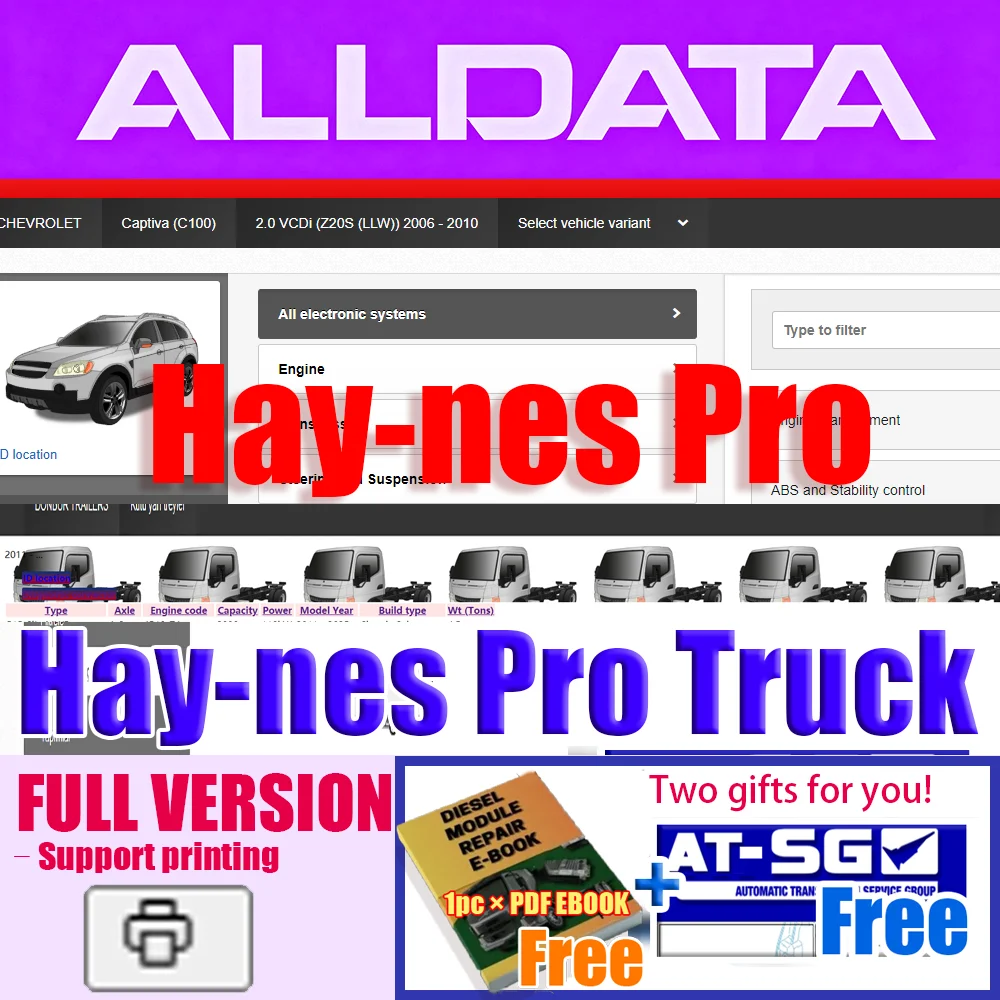 Hay-nes Pro & Truck Online Account for Alldata Full Version Wiring Diagrams Car Repair Software Printing Free Deluxe AT-SG Ebook