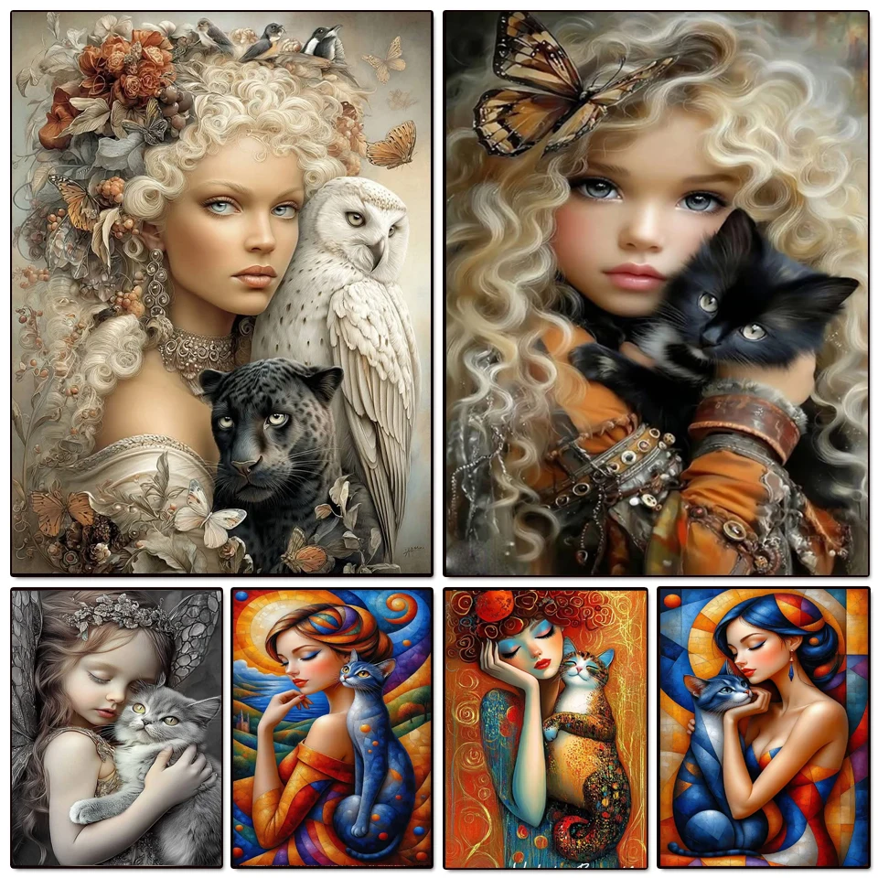 Алмазная мозаика DIY: Портрет кошки, птицы, животного, цветов. Полное круглое и квадратное алмазное покрытие. Вышивка ручной работы. Декор для стен.