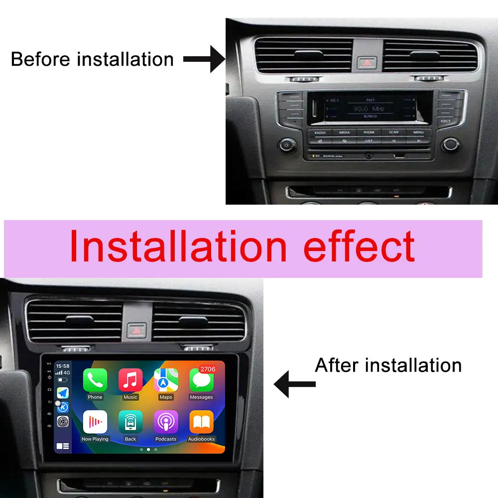 QLED Screen for VW Volkswagen Golf 7 LHD 2013 - 2017  CarPlay Car Radio VideoMultimedia Player GPS Navigation Split Screen WIFI