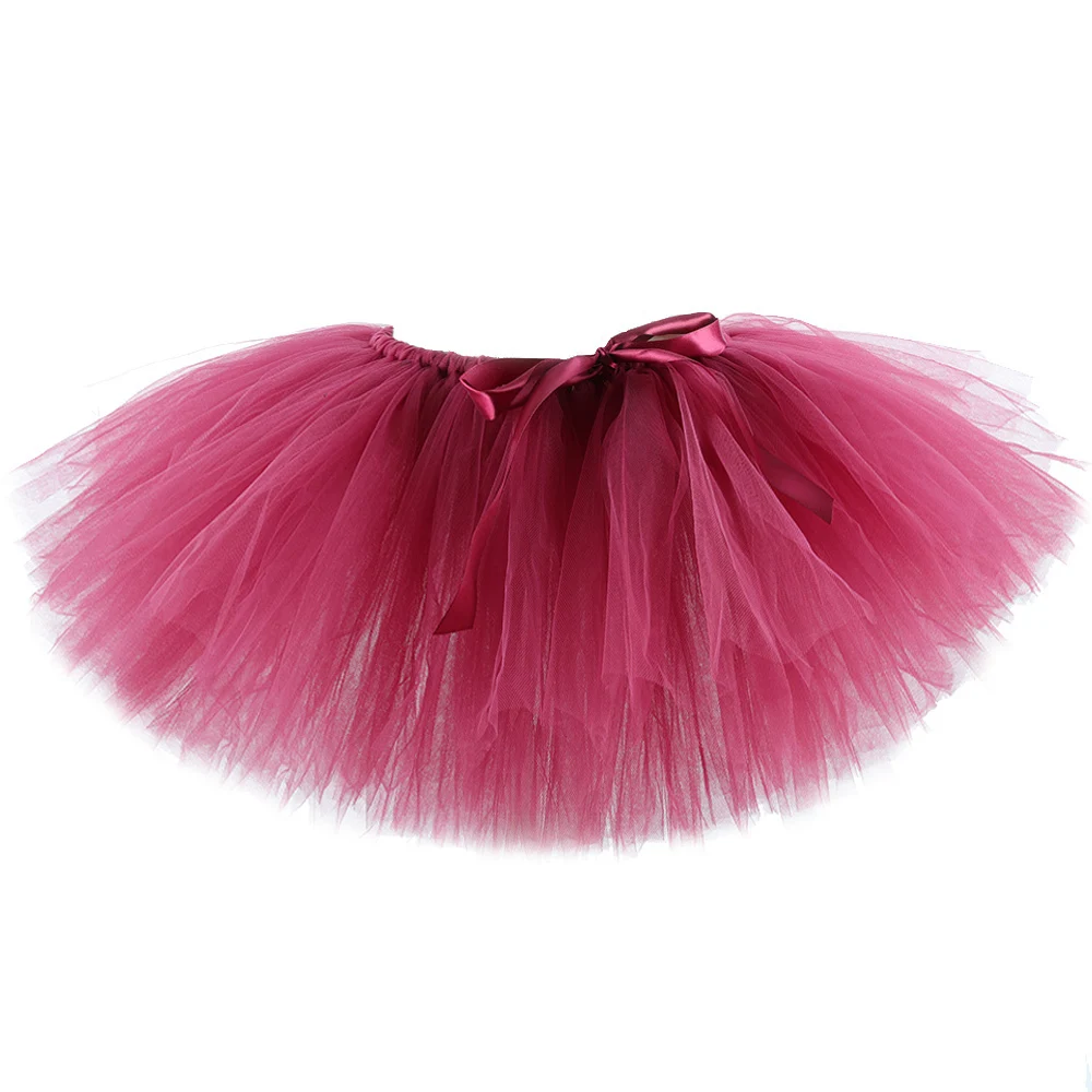 Burgundy Red Tutu Skirt for Girls Dark Wine Red Fluffly Ballet Tutus for Kids Christmas Halloween Costumes Princess Tulle Skirts