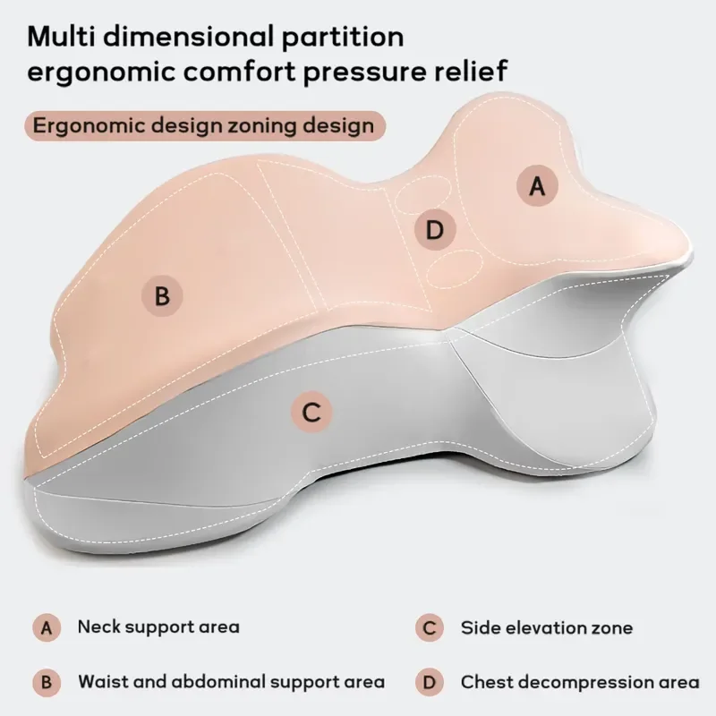 Ergonomic Memory Foam Pillow Multi Zone Neck Lumbar Support Cushion for Reading Napping Comfortable Sleep Aid Bedding