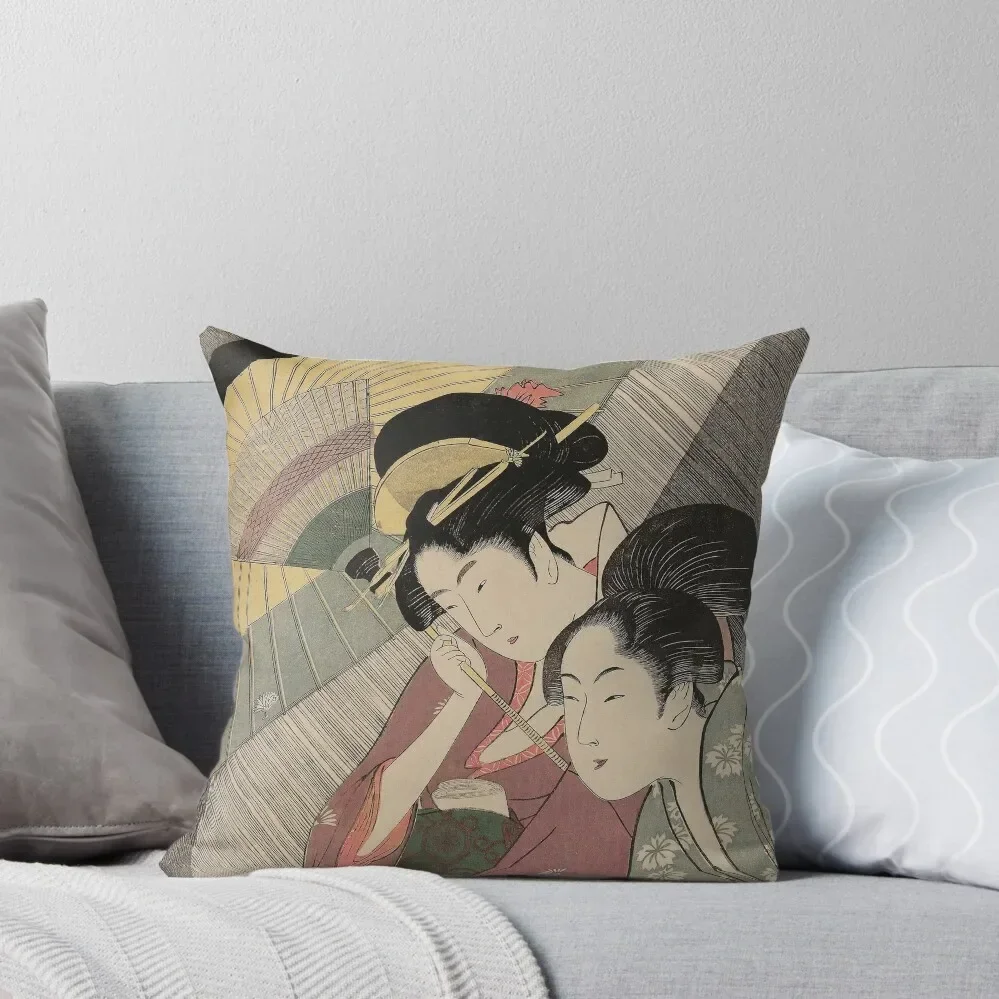 Geisha and Attendant on a Rainy Night Throw Pillow Cushion Cover For Sofa Christmas Pillow Cases pillow