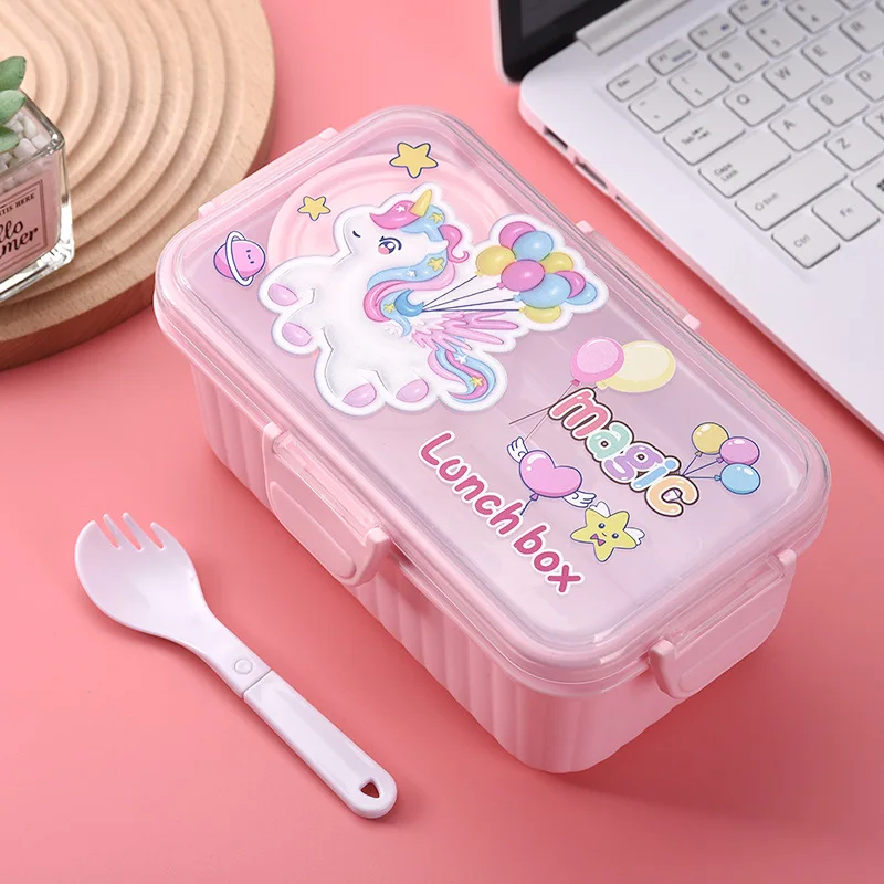 1 قطعة شبكة كرتونية مزدوجة الانقسام مع وعاء الحساء صندوق الغداء ضوء بينتو صندوق الغداء صندوق الغداء #2