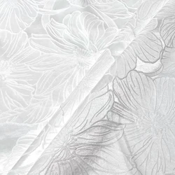 Cotton Off White Flow Embossed Jacquard Fabric for Design Sewing Material Wedding Dress Garment Fabric 150cm Sold By Meter