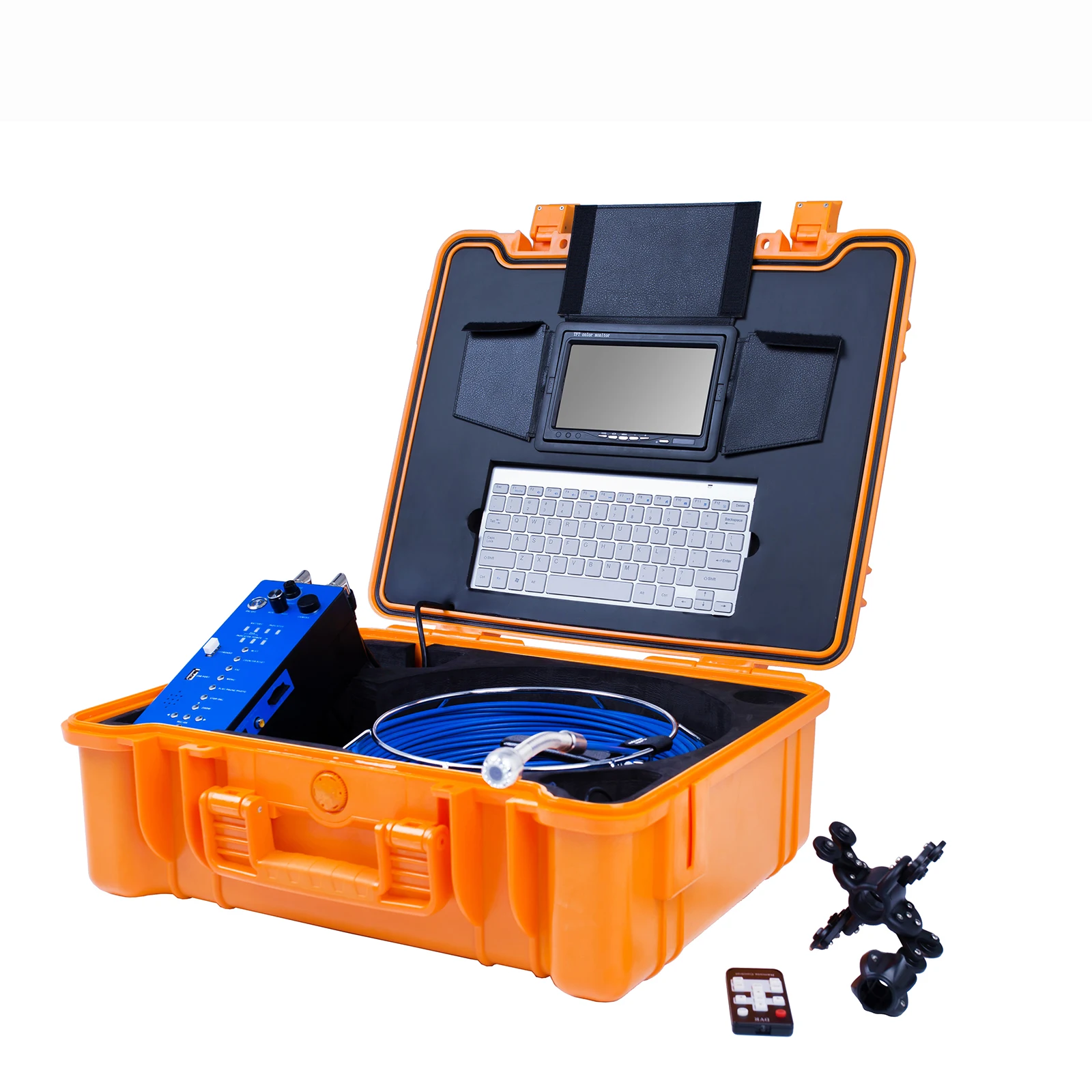 

Pipe Inspection Camera, Blue cable 9 Inch Monitor Sewer Industrial Endoscope Vedio + Redio + 8X Image Enlarg 20/50M