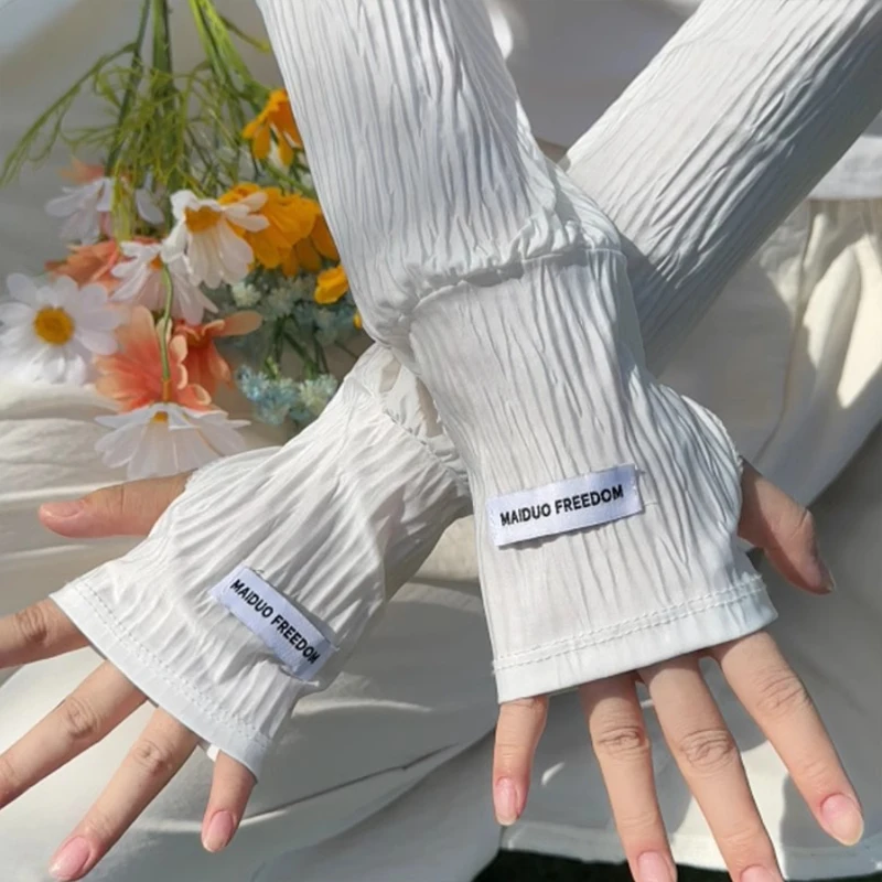 Ice Silk Sunscreen Sleeves Solid Color Simple Korean Breathable Version Driving Cycling Sun Shading UV Protection Summer Sleeves