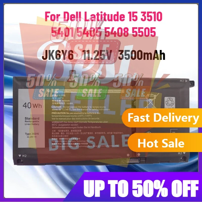 

【Fast Delivery】NewJK6Y6 Battery 11.25V 40Wh Replacement Battery For Dell Latitude 15 3510 5401 5405 5408 5505 Series