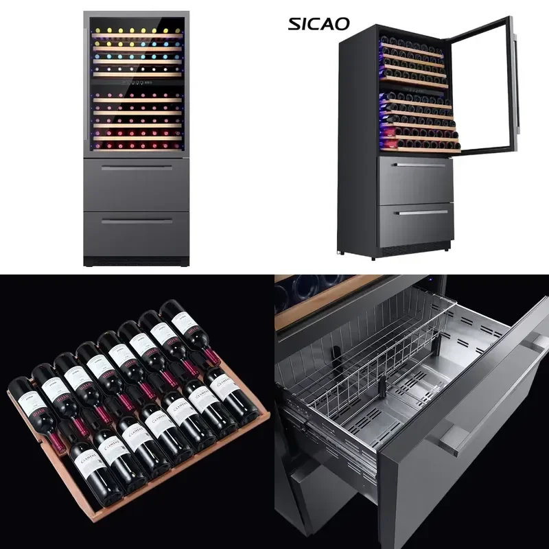 155 Bottle Wine Cooler Refrigerator Glass Door Display Cabinet for Home Bar Restaurant Commercial Storage Showcase Unit