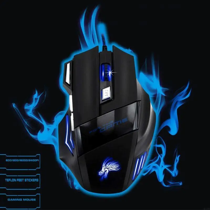 E1PF Gaming Mouse, 5500 DPI, RGB, Adjustable Weights, 7 Programmable Buttons