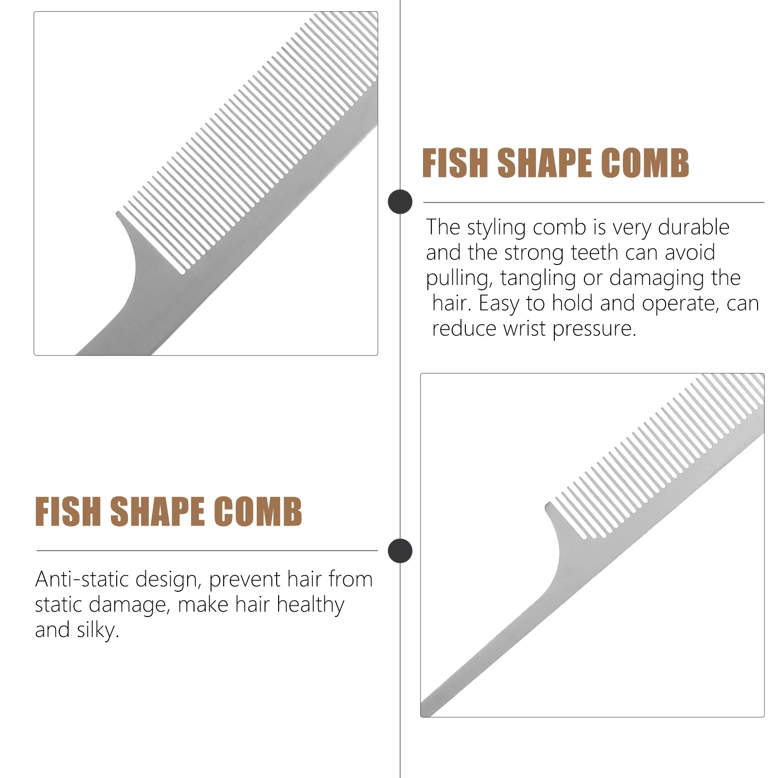 

3pcs Stainless Steel Hair Styling Combs Durable Anti static Salon Barber Tools For Hair Cutting Set Strong Teeth Easy Hold