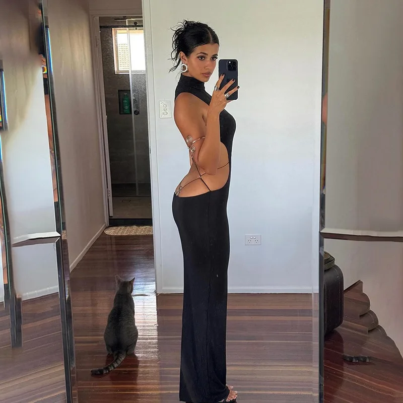 Absobe Sexy Vlinder Backless Bandage Mini Jurk Vrouwen Uitsparing 2023 Herfst Nieuwe Lange Mouw Slanke Nachtclub Feestavond Outfit