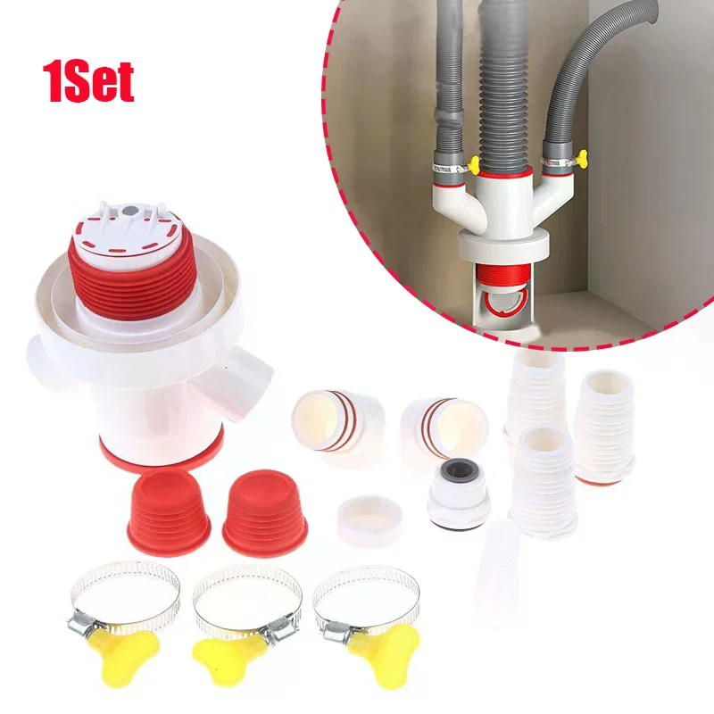 

Трехходовой дренажный разветвитель для стиральной машины, сушилки, сливной трубы, с трехходовым обратным клапаном против обратного тока.