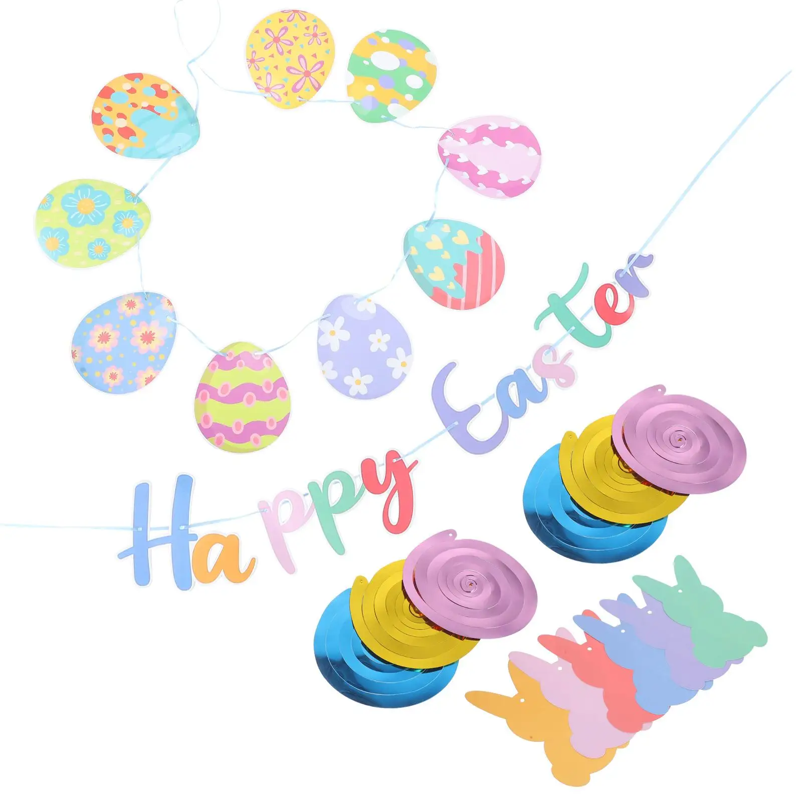

Decor Easter Decoration Hangings Paper Banner Pull The Flag Swirl Pvc Party Supplies Baby