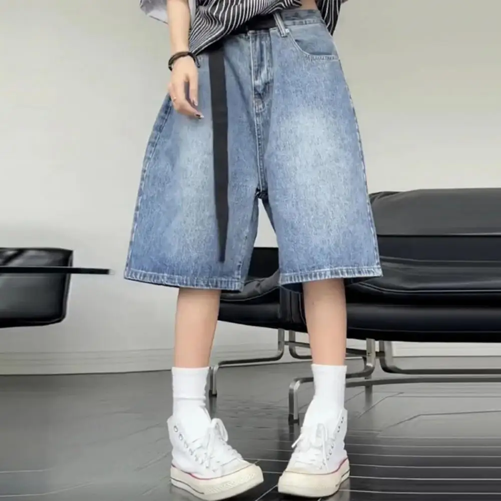 High Street Retro Blue Jeans Shorts Women Summer New Baggy Wide Leg Denim Half Pants Fashion Streetwear Clothing Oversize