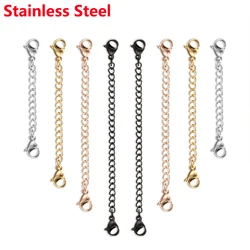 5PCS Stainless Steel Extension Chains with Lobster Clasp Gold Plated Extended Chains For Bracelet Necklace DIY Jewelry Making