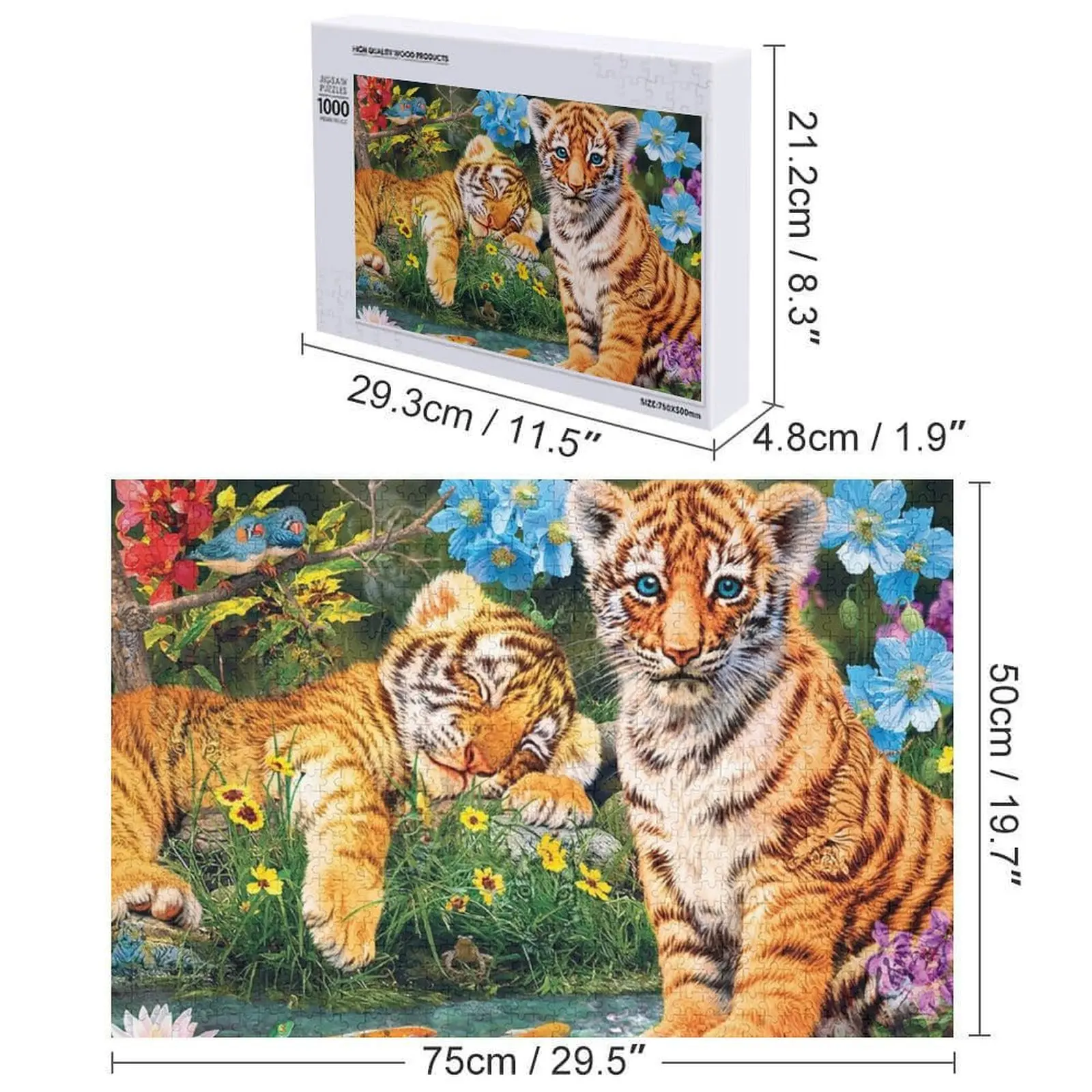 Tiger Cubs Watercolor Jigsaw Puzzle Personalized Baby Object Custom Child Puzzle