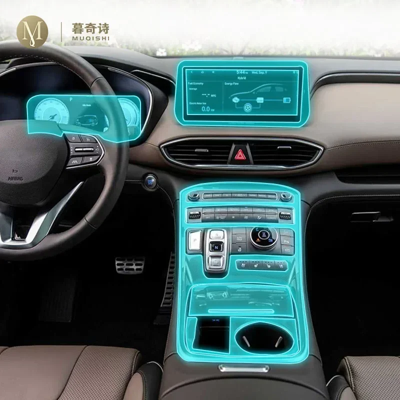 

Для Hyundai Santa Fe 2020-2023 защитная пленка для салона автомобиля, прозрачная самоклеящаяся пленка из ТПУ, пленка для краски, консоль, наклейка против царапин