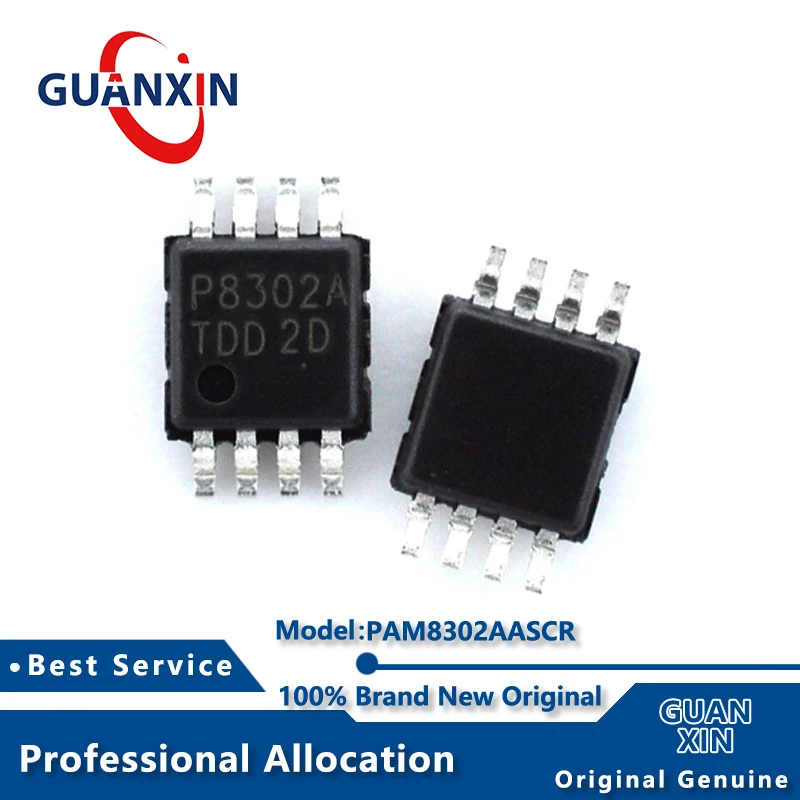 100% New  PAM8302AASCR MSOP-8 Marking P8302A PAM8302