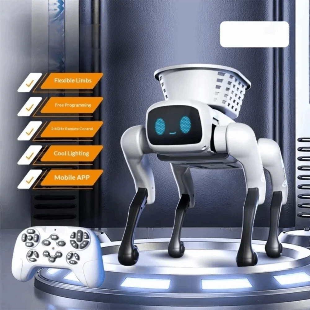 New Bionic Robot Dog Electric AI Programming Remote Control Toy Upgrade Loading Basket Programmable Robot Dog Birthday Gift
