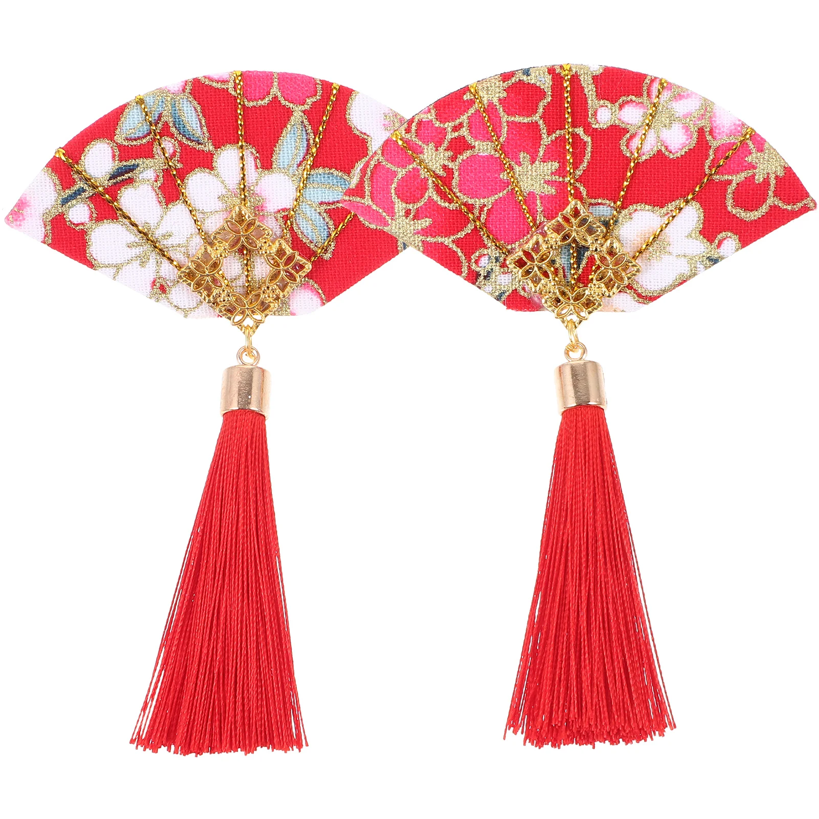 

2 Pcs Little Girls Hair Accessories Japanese Small Clips Wedding for Brides Red Tassel Hairpin