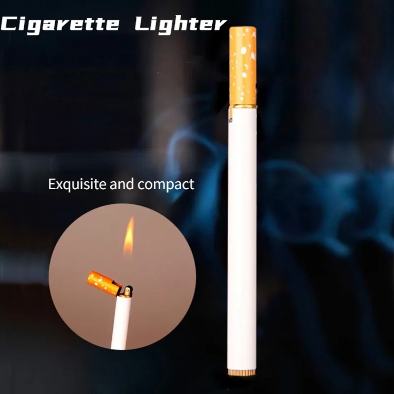 New Mini Metal Portable Thin Cigarette Personality Creative New Unique Creative Small Portable Grinding Wheel Open Flame Lighter