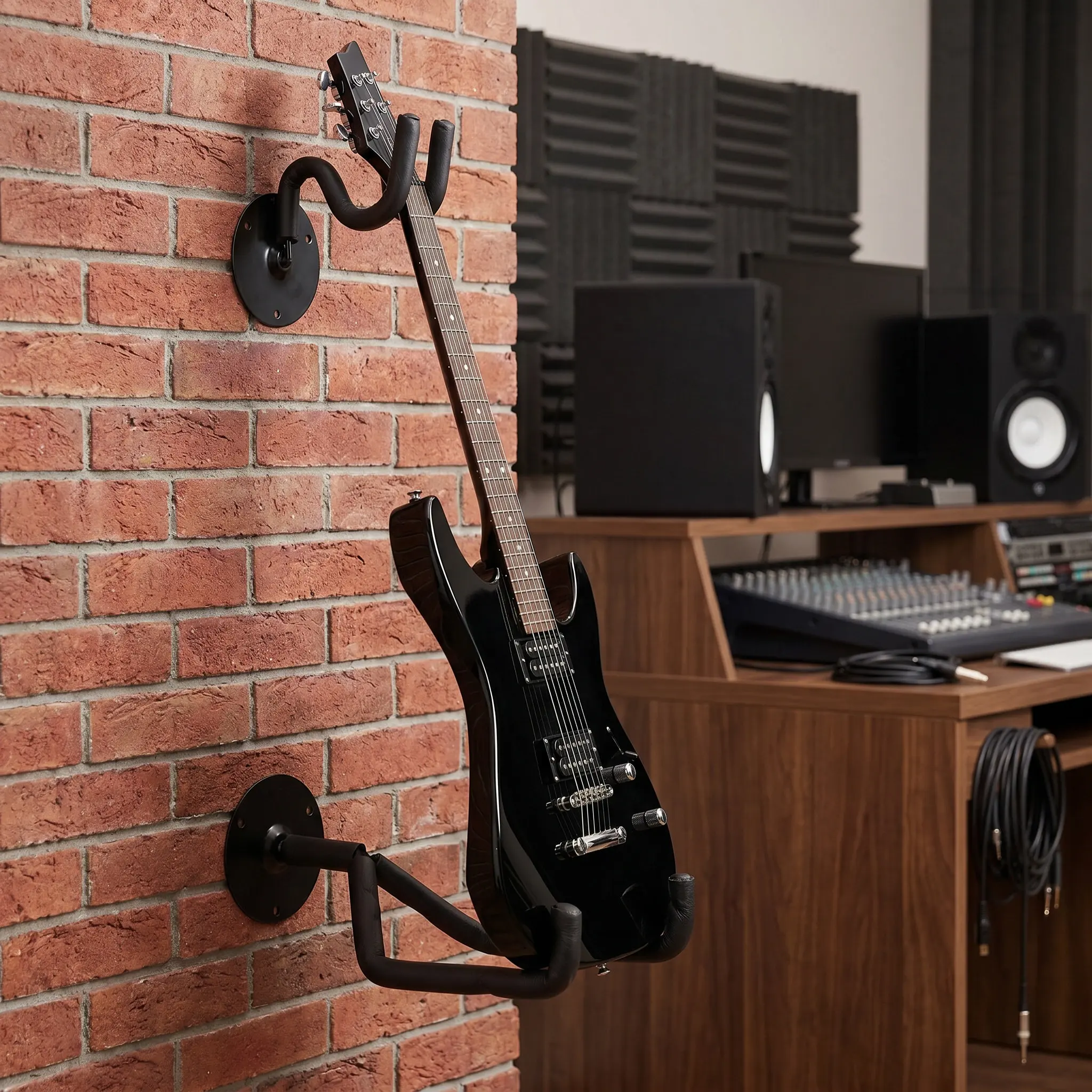 1Set Guitar Wall Hanger Metal Horizontal Wall Mount Stable Holder for Bass Ukulele Musical Instrument Display Rack