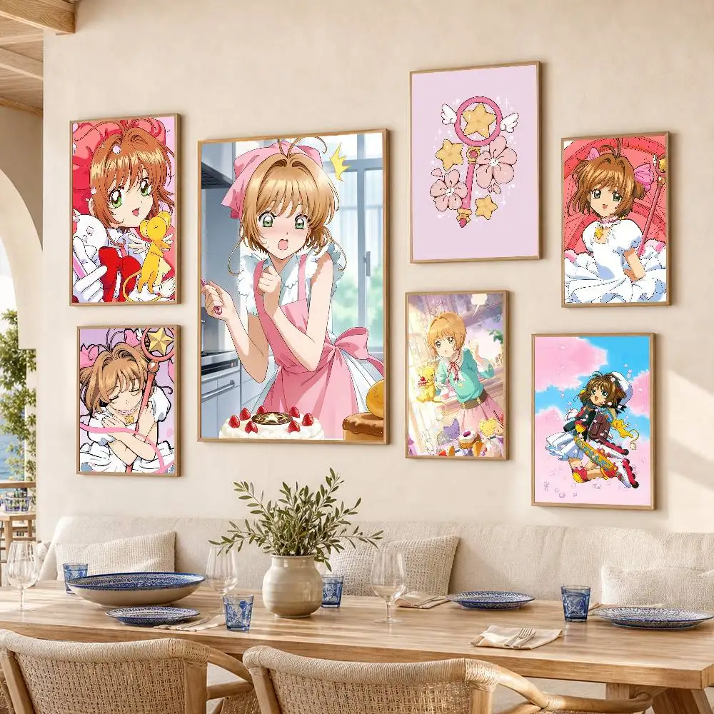 Cardcaptor Sakura Poster Self-adhesive Art Waterproof Paper Sticker Coffee House Bar Room Wall Decor