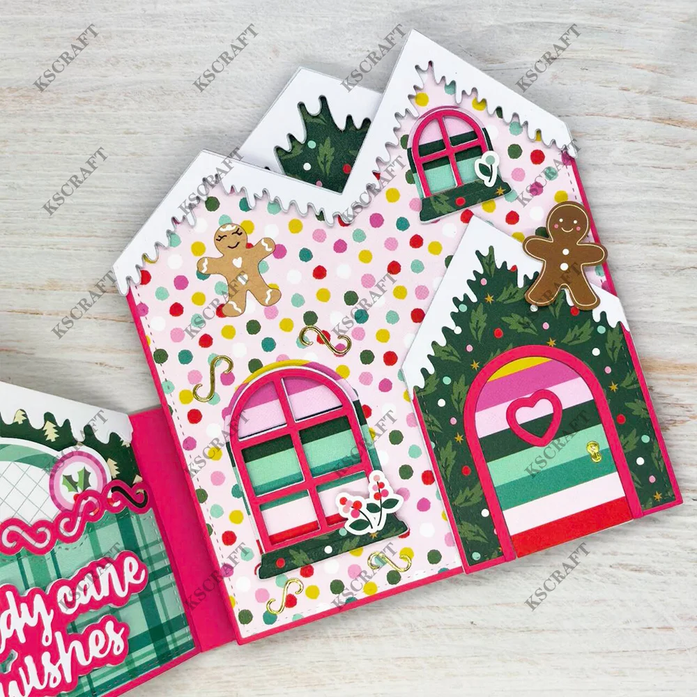 KSCRAFT Gingerbread House Folio Cutting Dies Stencils for DIY Scrapbooking Decorative Embossing DIY Paper Cards