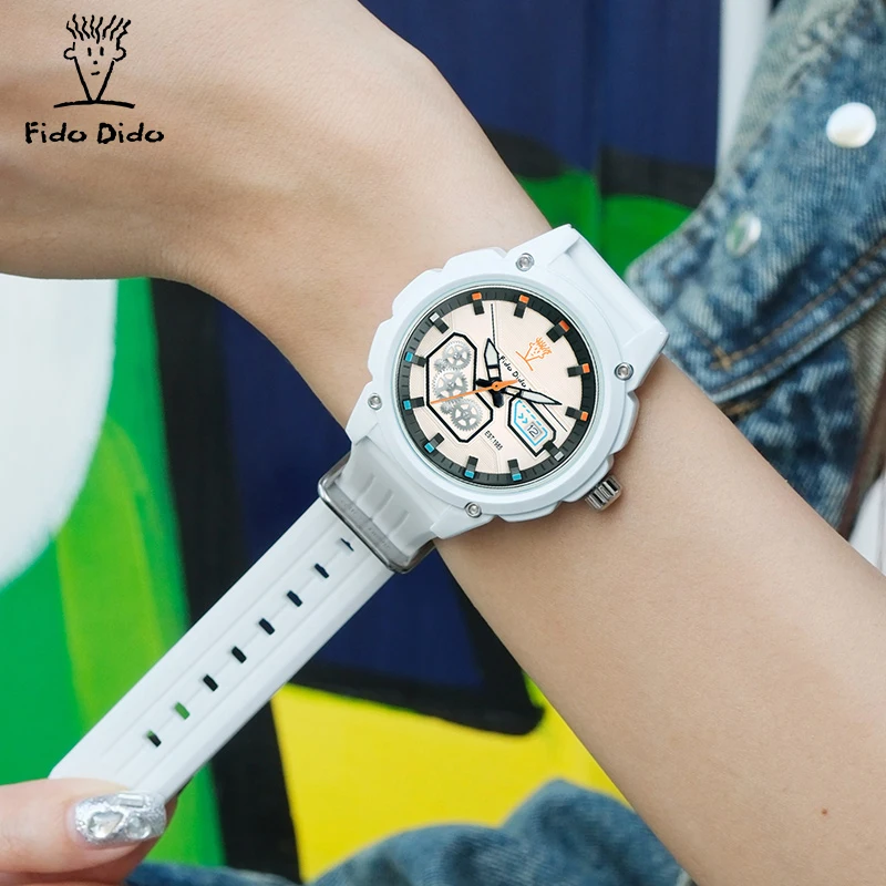 FIDO DIDO Unisex Sports Watch - Silicone Strap | 50M Waterproof | Japan Movement | Couple Gift FD2328-905