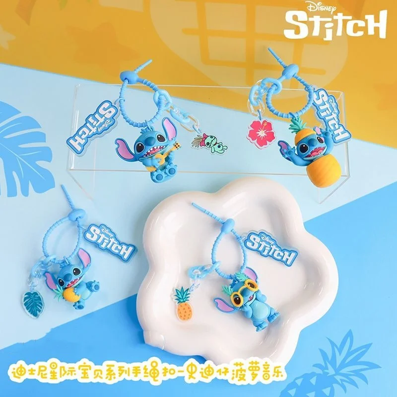 Disney Stitch animacja kreskówka na urządzenia peryferyjne zabawna torba szkolna z muzyką ananasową wisiorek pasek na rękę klamra para silikonowy brelok