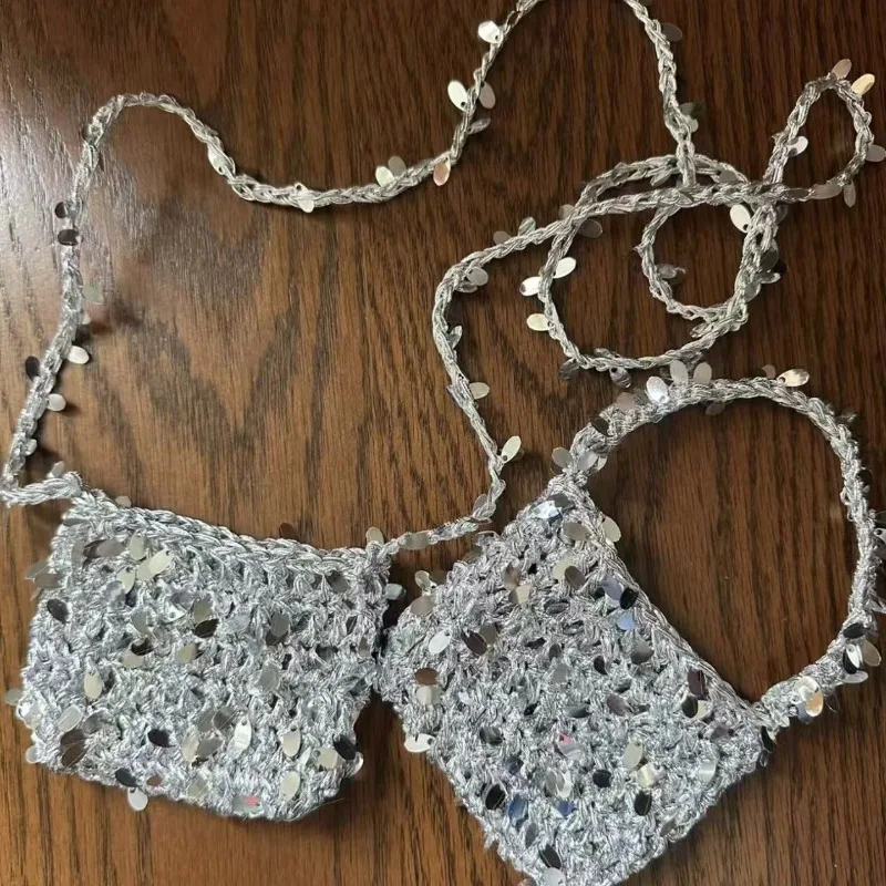 1 Axis 100g Water Droplet Bead Slice Melon Seed Glitter Iridescent Silver Wire DIY Hand Woven Broken Silver Bag Wiring